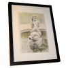 dolphin riding drawing pens frame passepartout