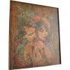 lovers abstract filled primed gouache framed blue orange